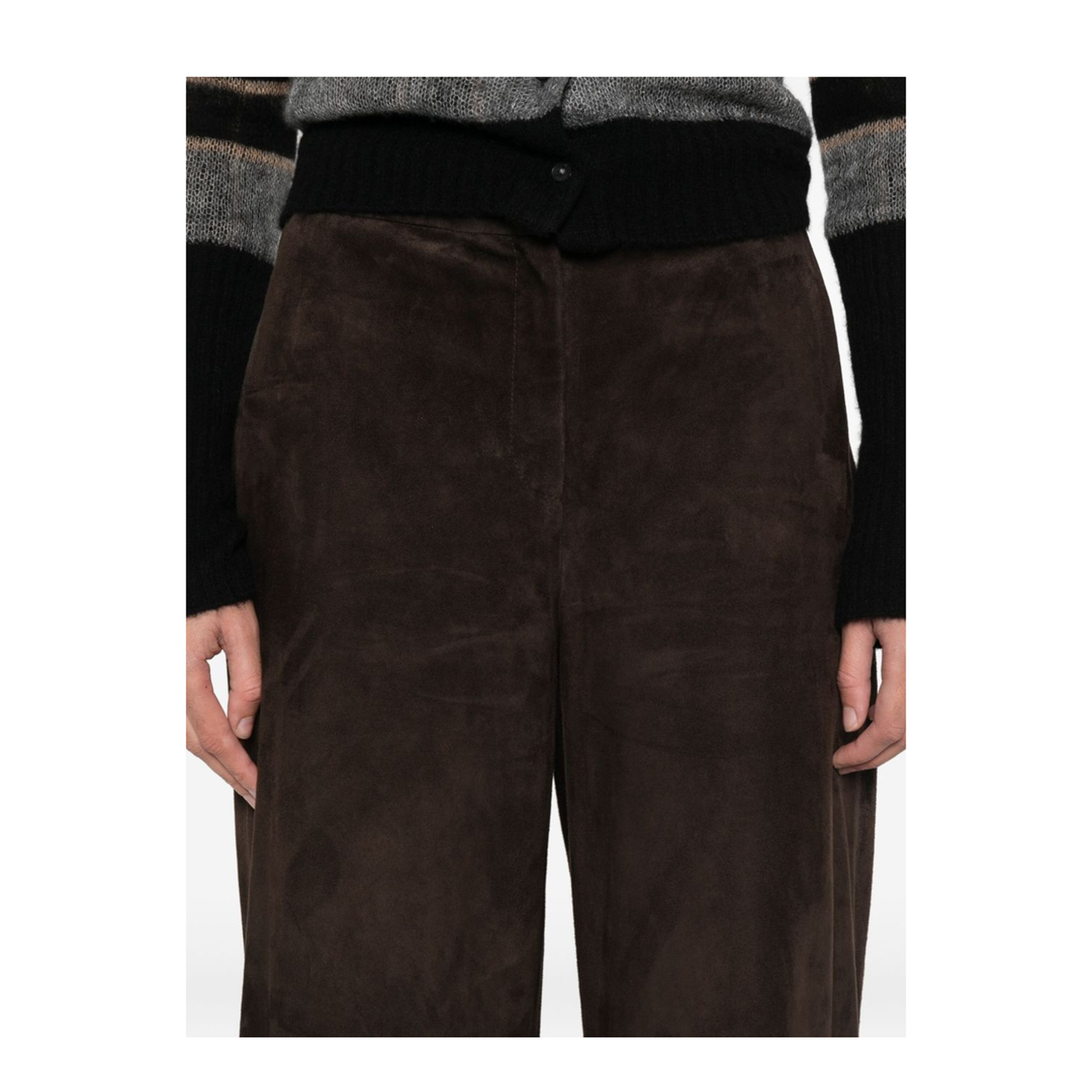 High-Waist Brown Leather Trousers