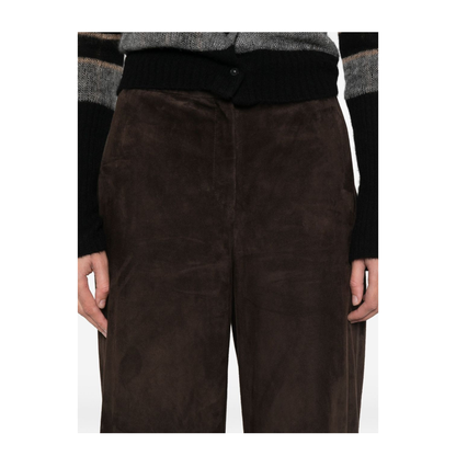 High-Waist Brown Leather Trousers
