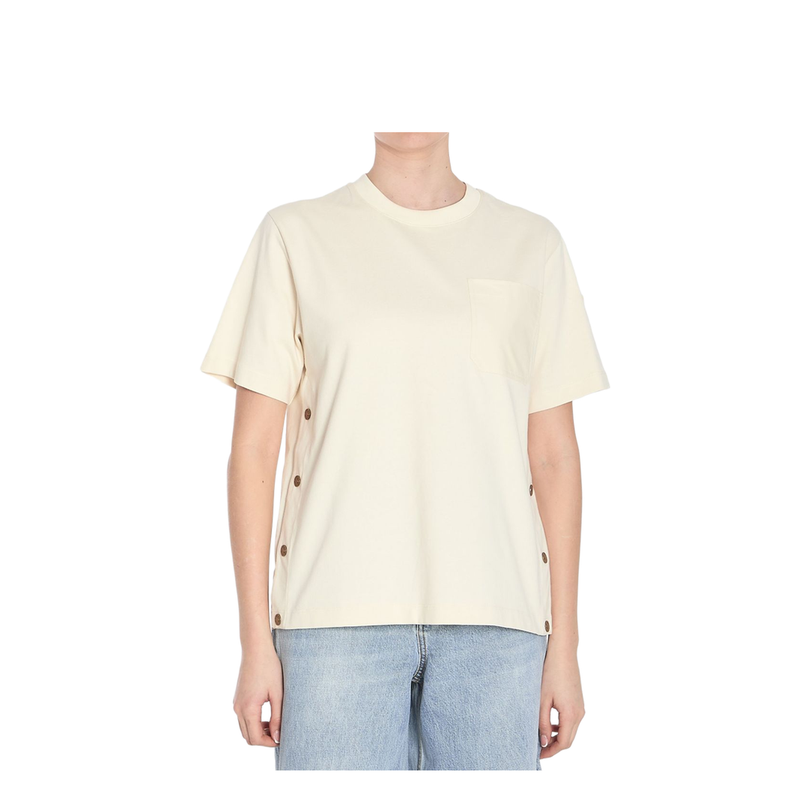 White Cotton T-Shirt with Pocket