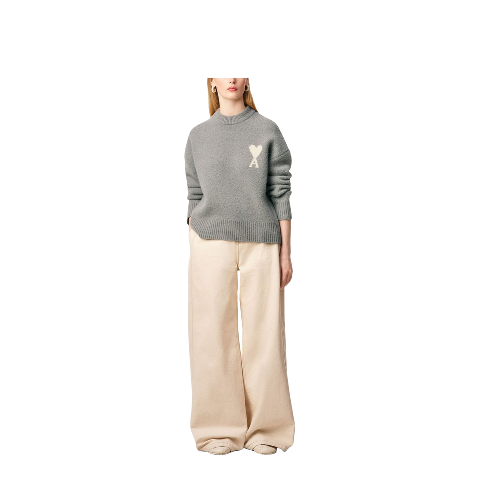 Grey Alpaca Crewneck Sweater
