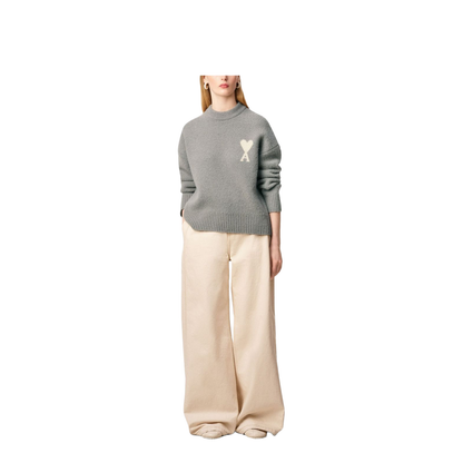 Grey Alpaca Crewneck Sweater
