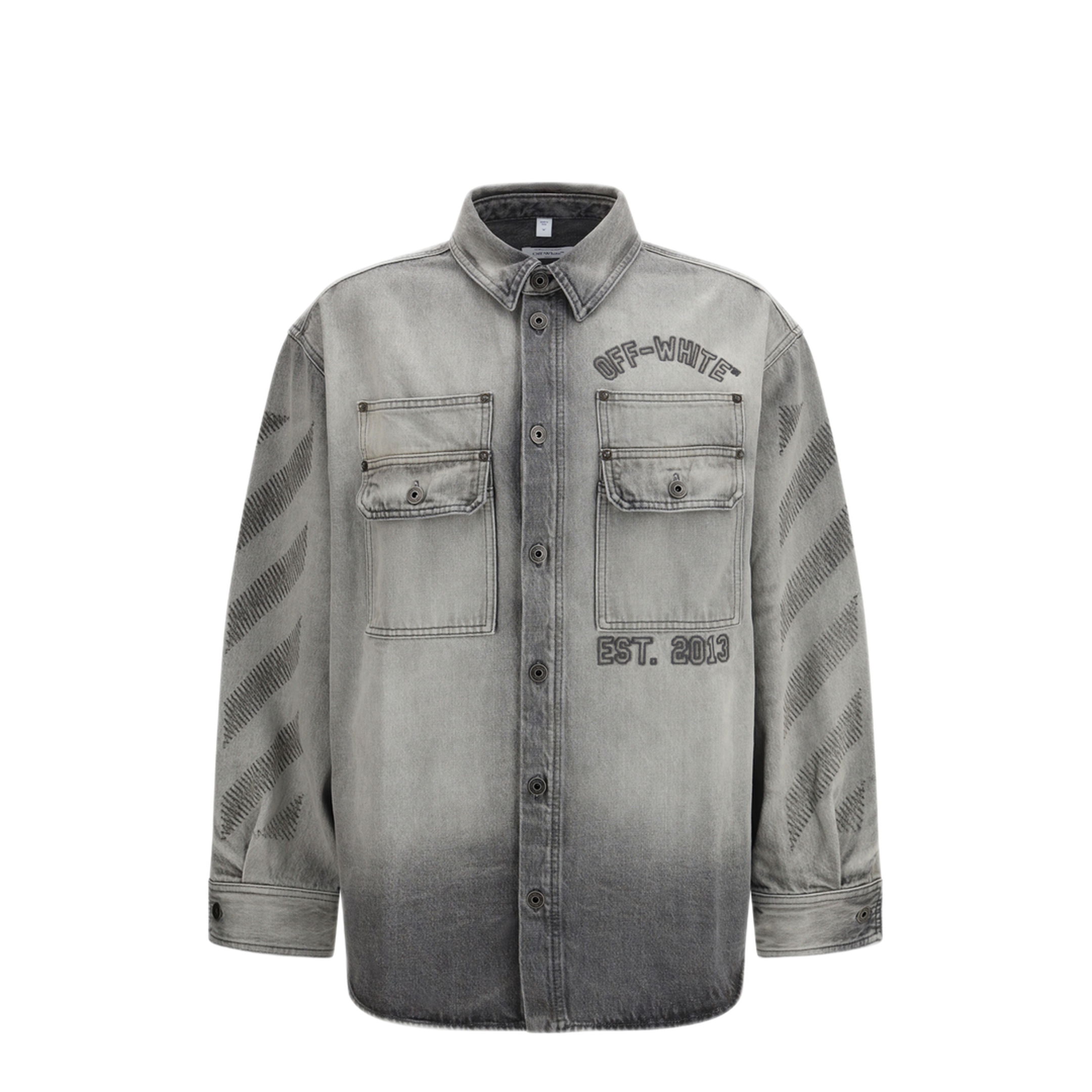MAYFEYR - Off-White - Diag Military Overshirt In Denim - 44MYD05VS26D0030200020