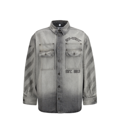 MAYFEYR - Off-White - Diag Military Overshirt In Denim - 44MYD05VS26D0030200020