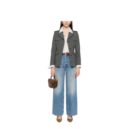 Wide Leg Denim Pants in Light Blue