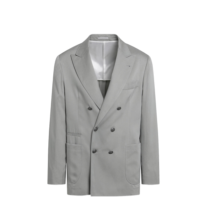 MAYFEYR - Brunello Cucinelli - Double-Breasted Silk Blazer In Khaki - MB4127BBDKSIC1040