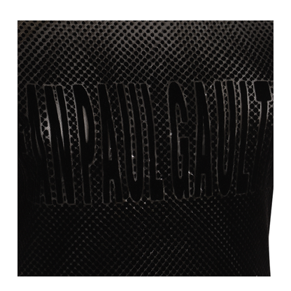 Mesh Dress with Flocked Logo