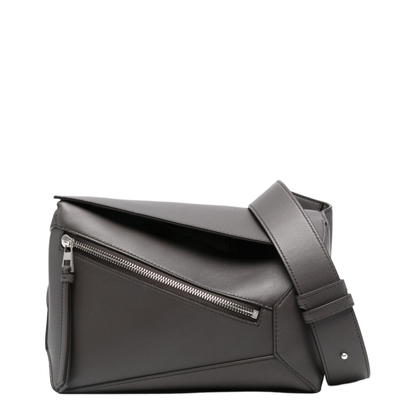 Puzzle Edge Small Calfskin Bumbag - Dark Grey