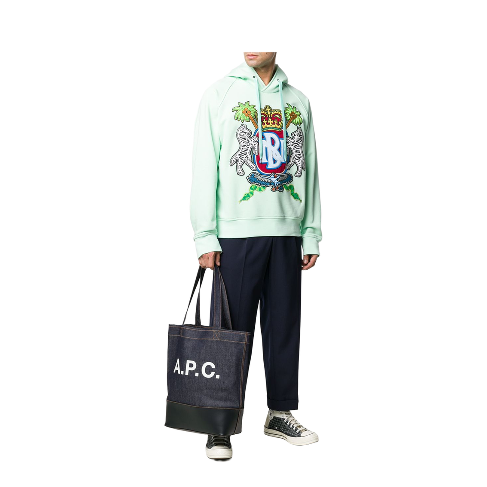 Logo Print Denim Tote