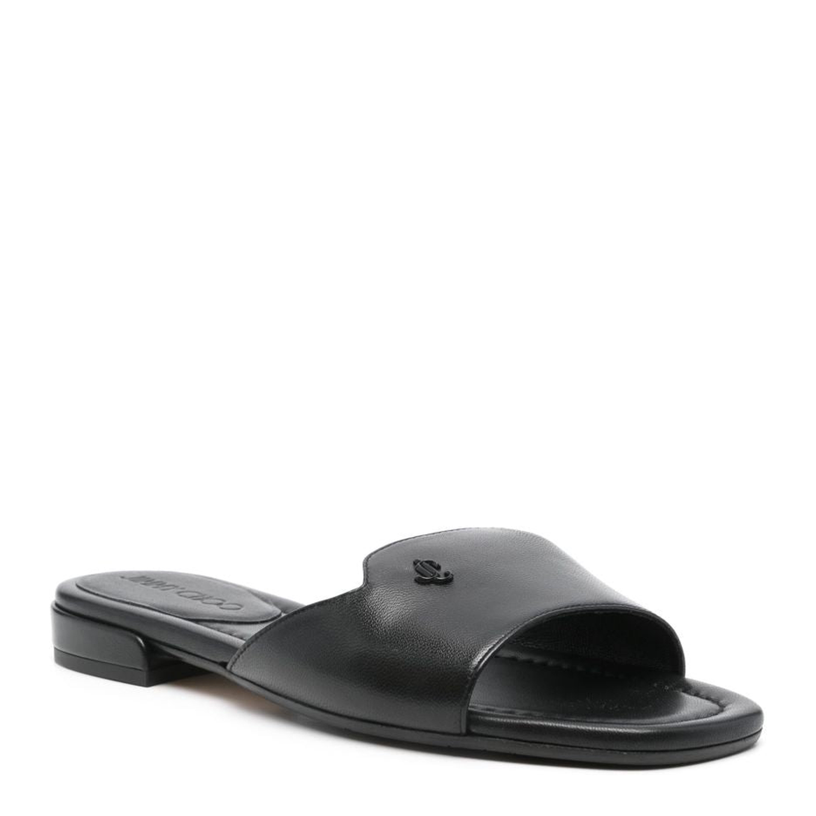 Black Branded Leather Sandals