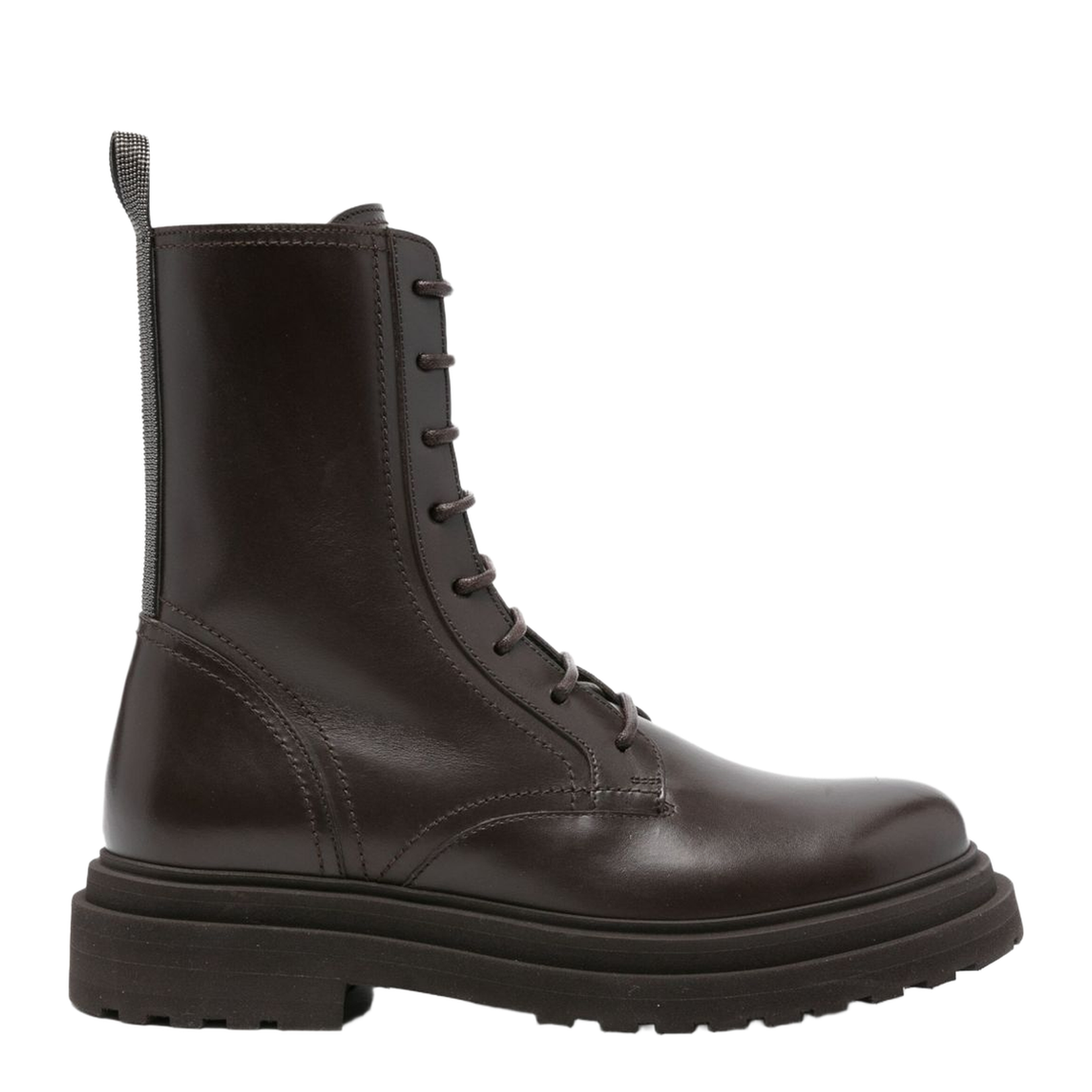 Shiny Loop Detail Combat Boots
