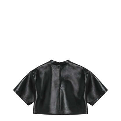 Black Cropped Leather Top