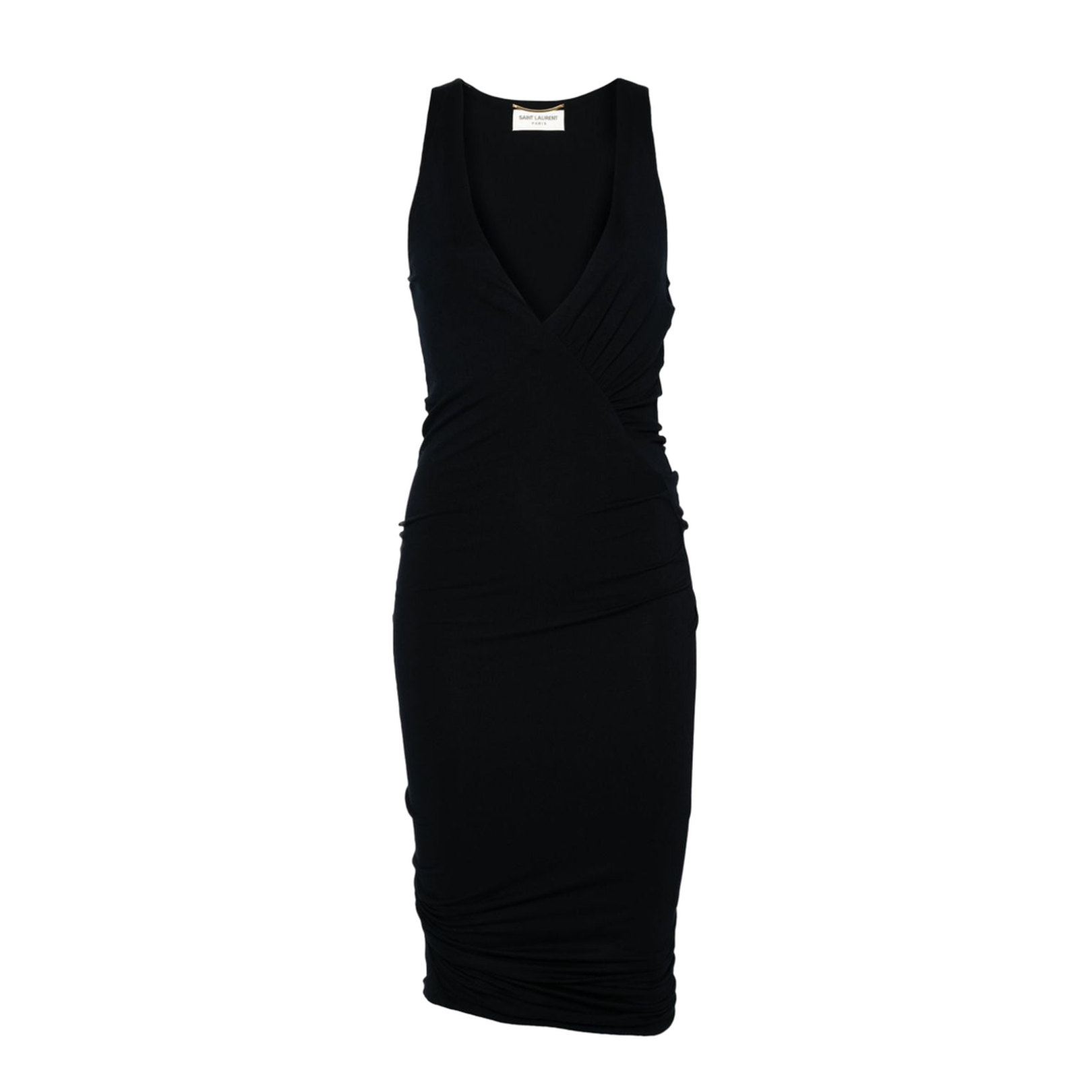 Black Stretch-Design Ruched Dress
