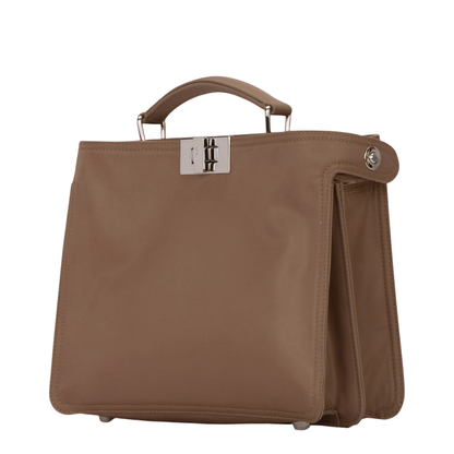 Peekaboo ISeeU Small Leather Top Handle Bags - Tan