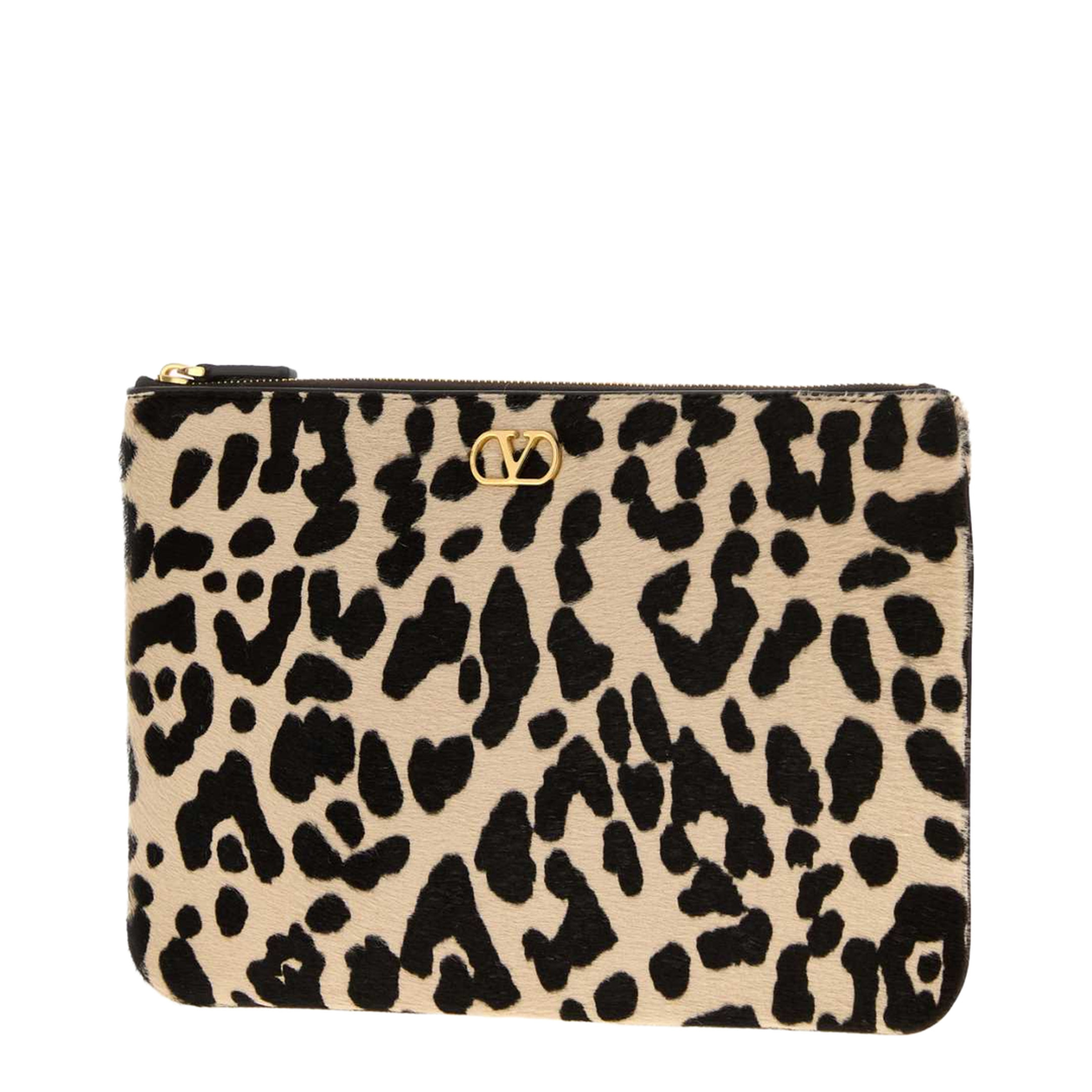 Beige Leopard Clutch Bag