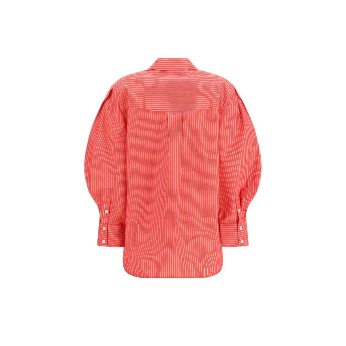 MAYFEYR - Ganni - Striped Cotton Shirt With Balloon Sleeves - A1140006472