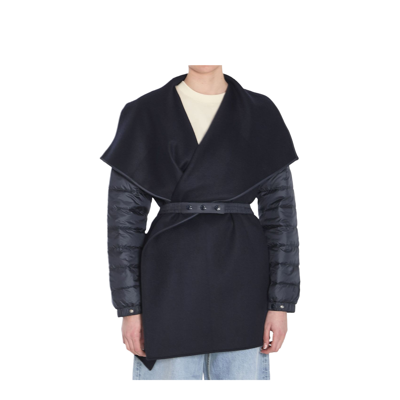 Dark Blue Padded Wool Felt Cape