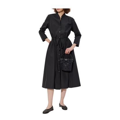 Black Cotton Dress with Belt