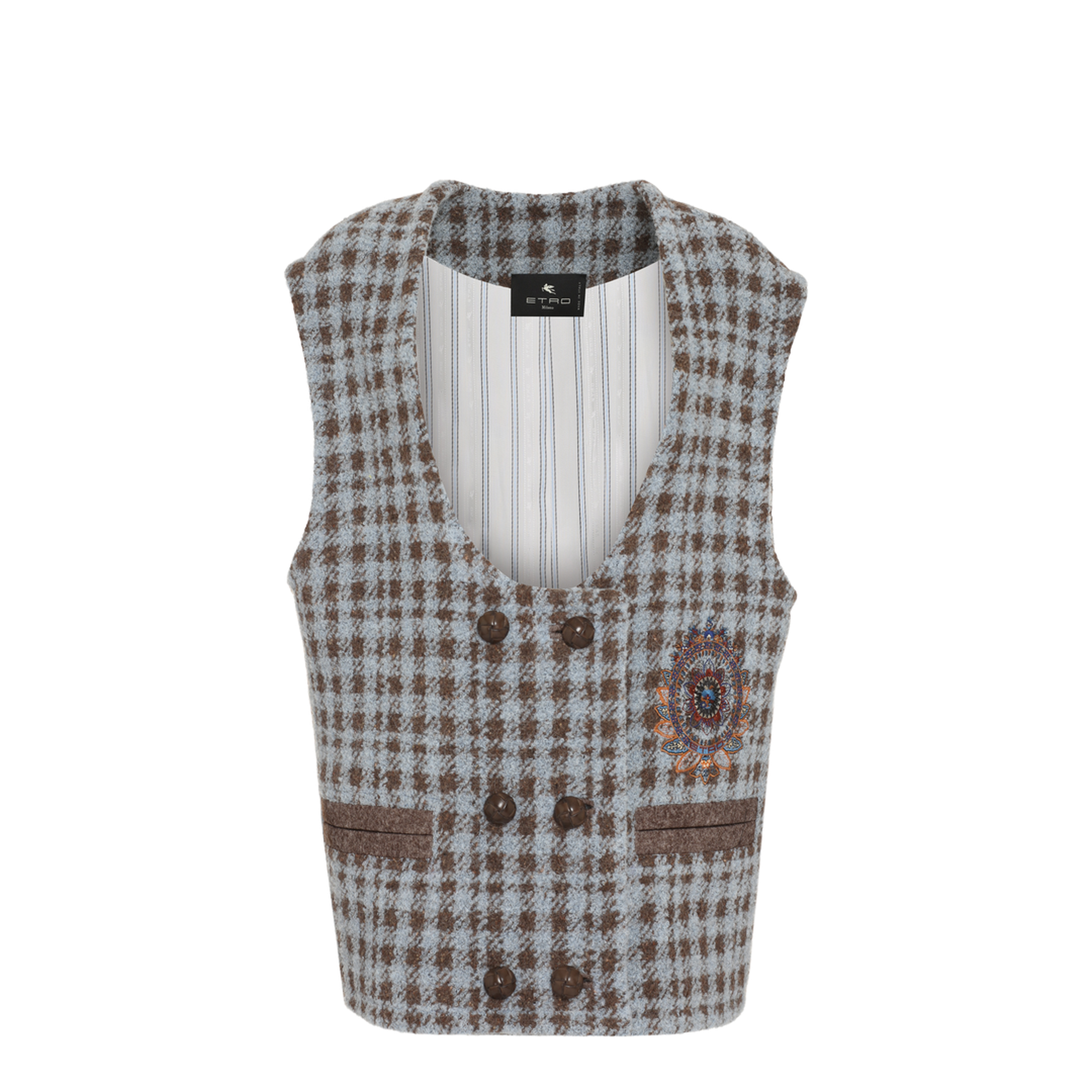 Checked Wool Blend Vest