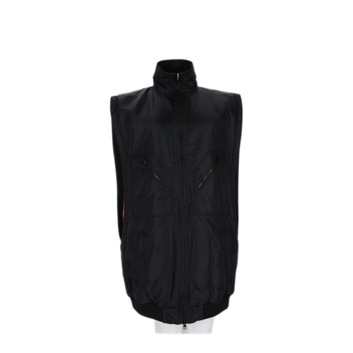 Black Nylon Zip-Up Vest