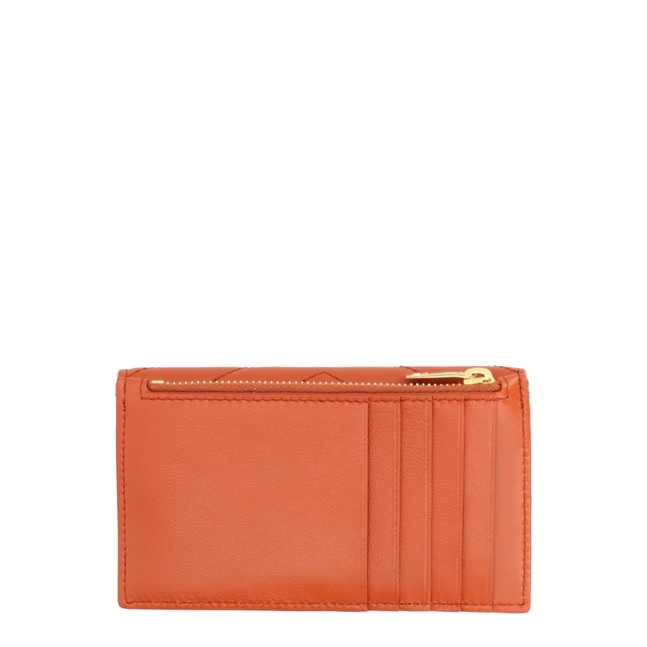 Cassandre Fragments Flap Card Case in Lambskin Dark Mandarin