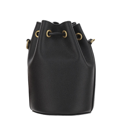 Black Leather Bucket Bag