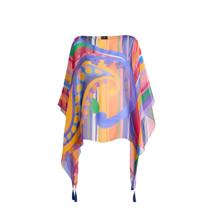 Paisley Print Silk Poncho Top