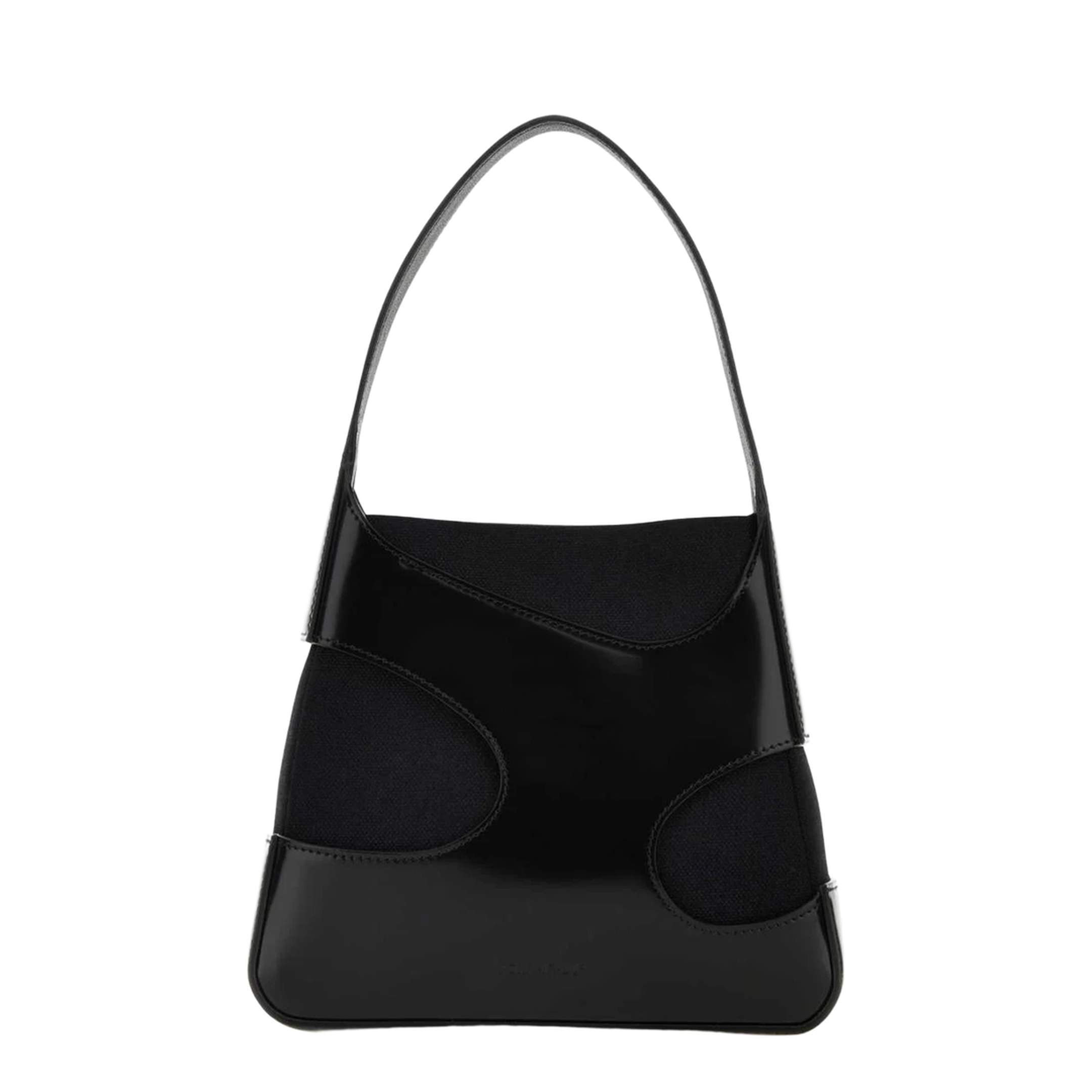Black Leather and Canvas Cut Out S Handbag