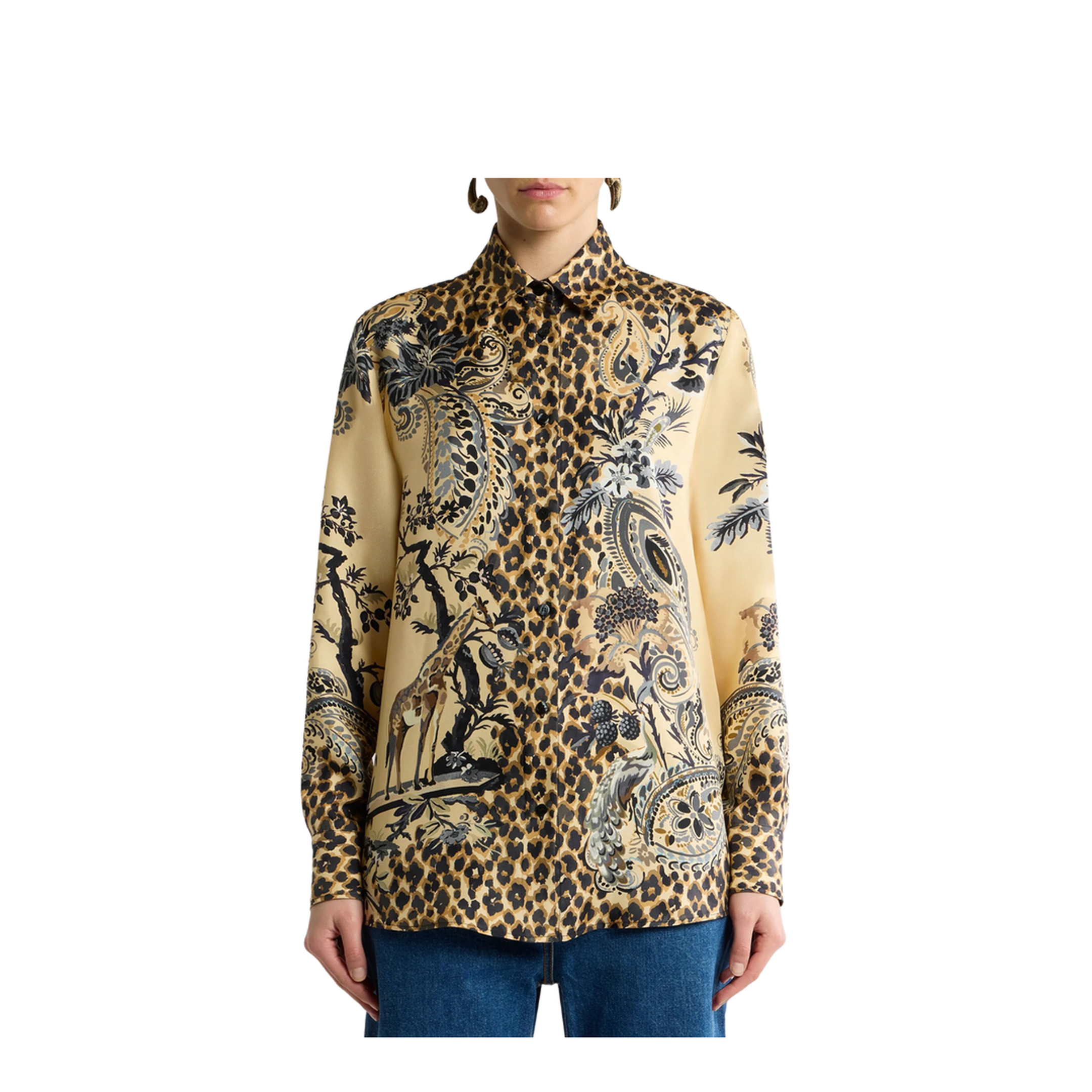 MAYFEYR - Etro - Silk Shirt With Placed Leopard Print - WRIA0013AK163