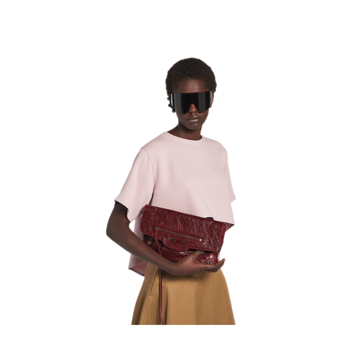Le City One Size Lambskin Clutch - Berry Red