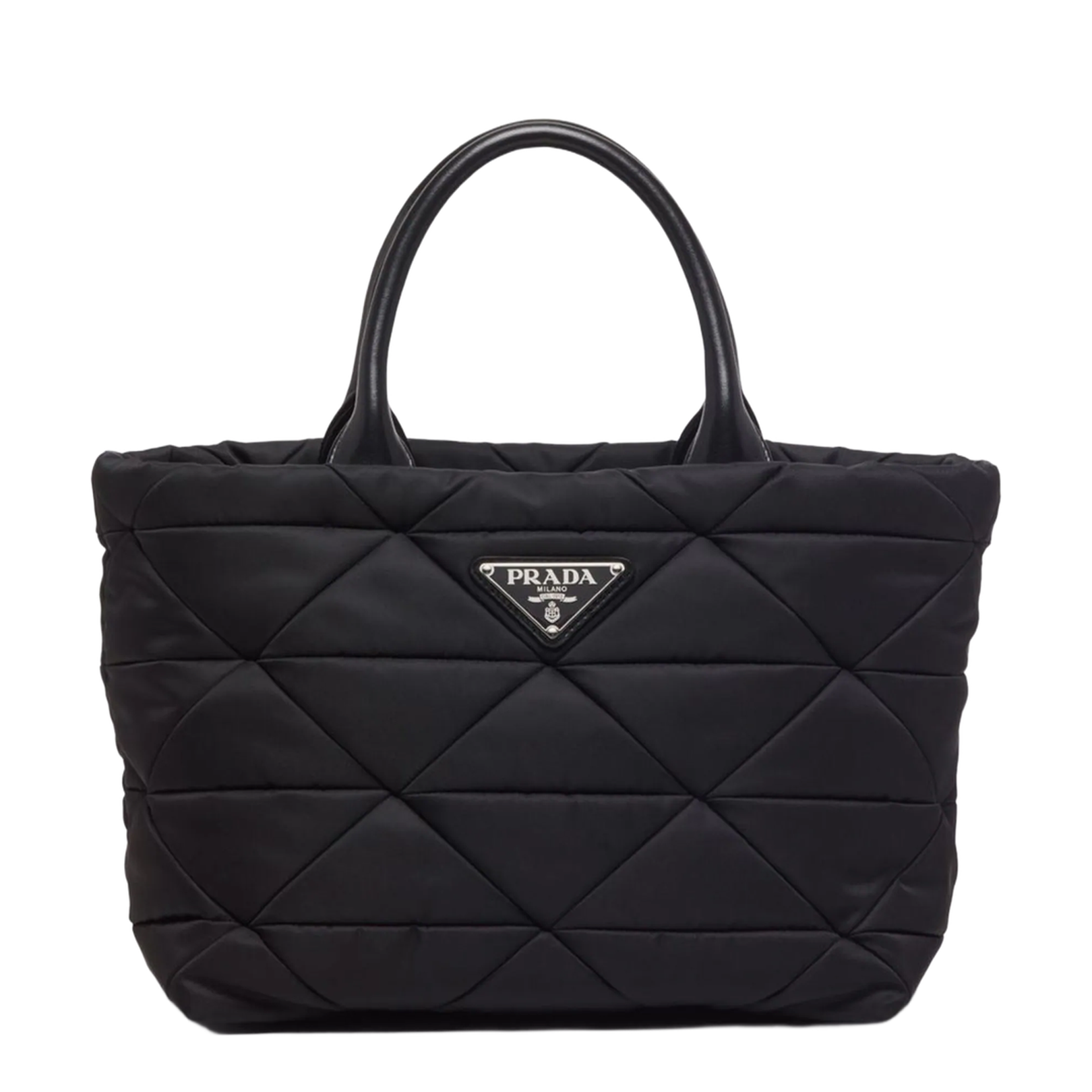 Re-Nylon Triangle-Logo Plaque Padded Tote Bag