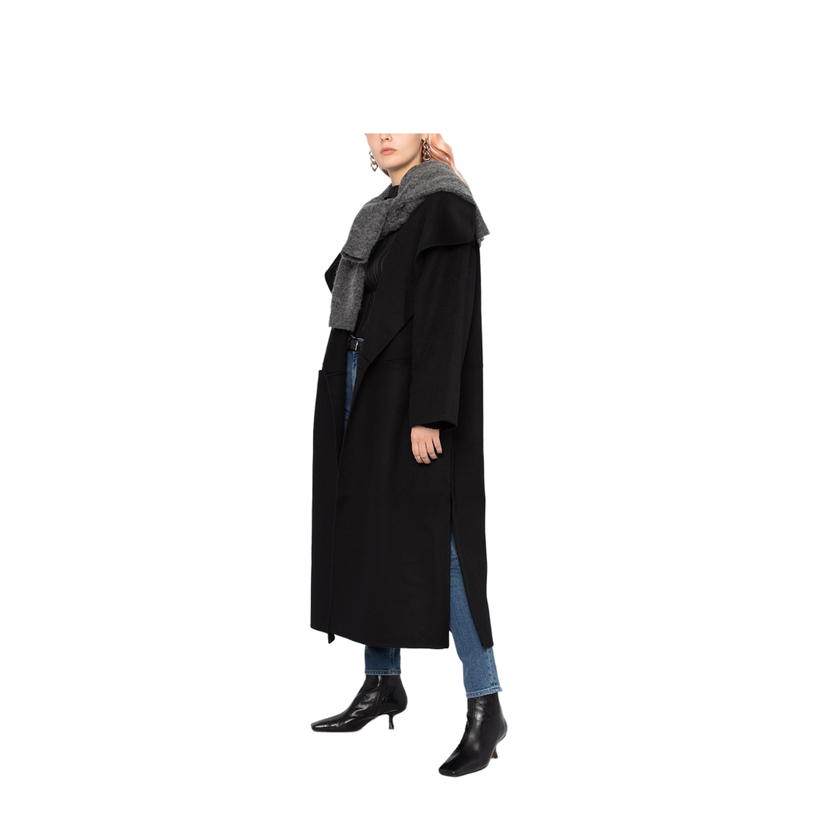 Oversized Black Wool Coat