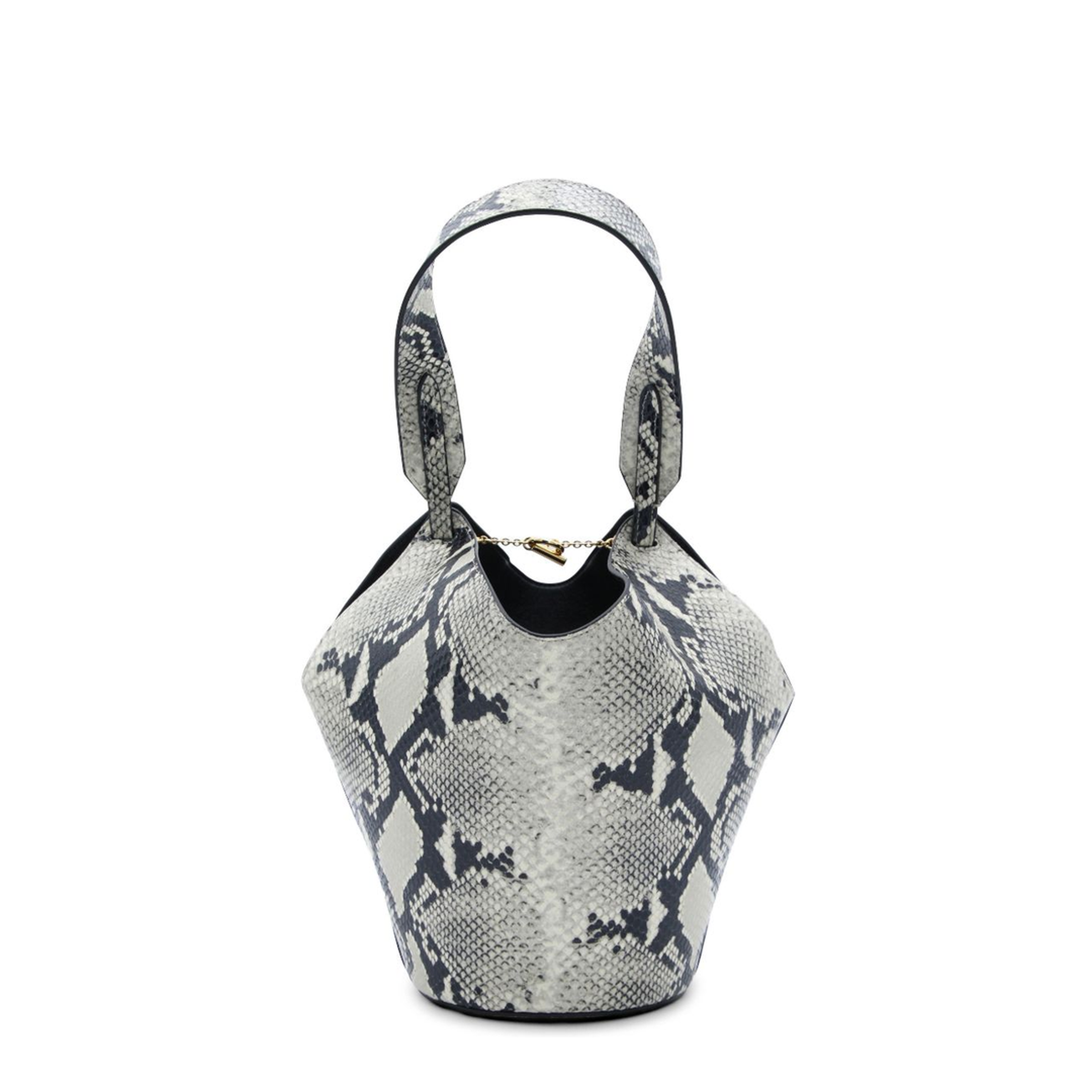 Lotus Mini Python-Embossed Calfskin Tote - Natural