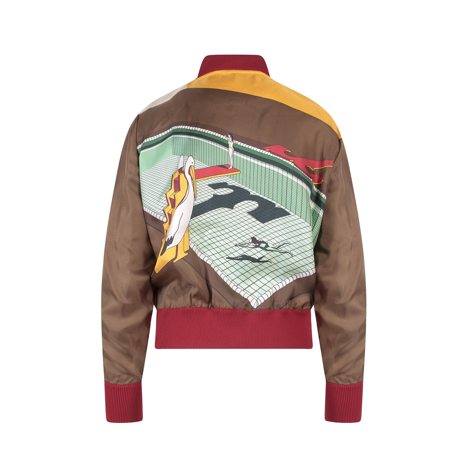 Silk Bomber Jacket with Pelican Print