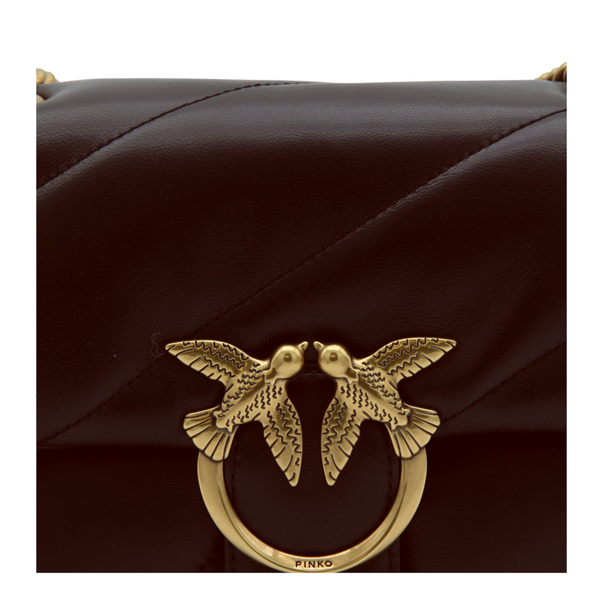 Love Puff Sheep Leather Crossbody - Marrone Marasca Antique Gold