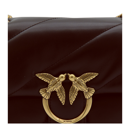 Love Puff Sheep Leather Crossbody - Marrone Marasca Antique Gold