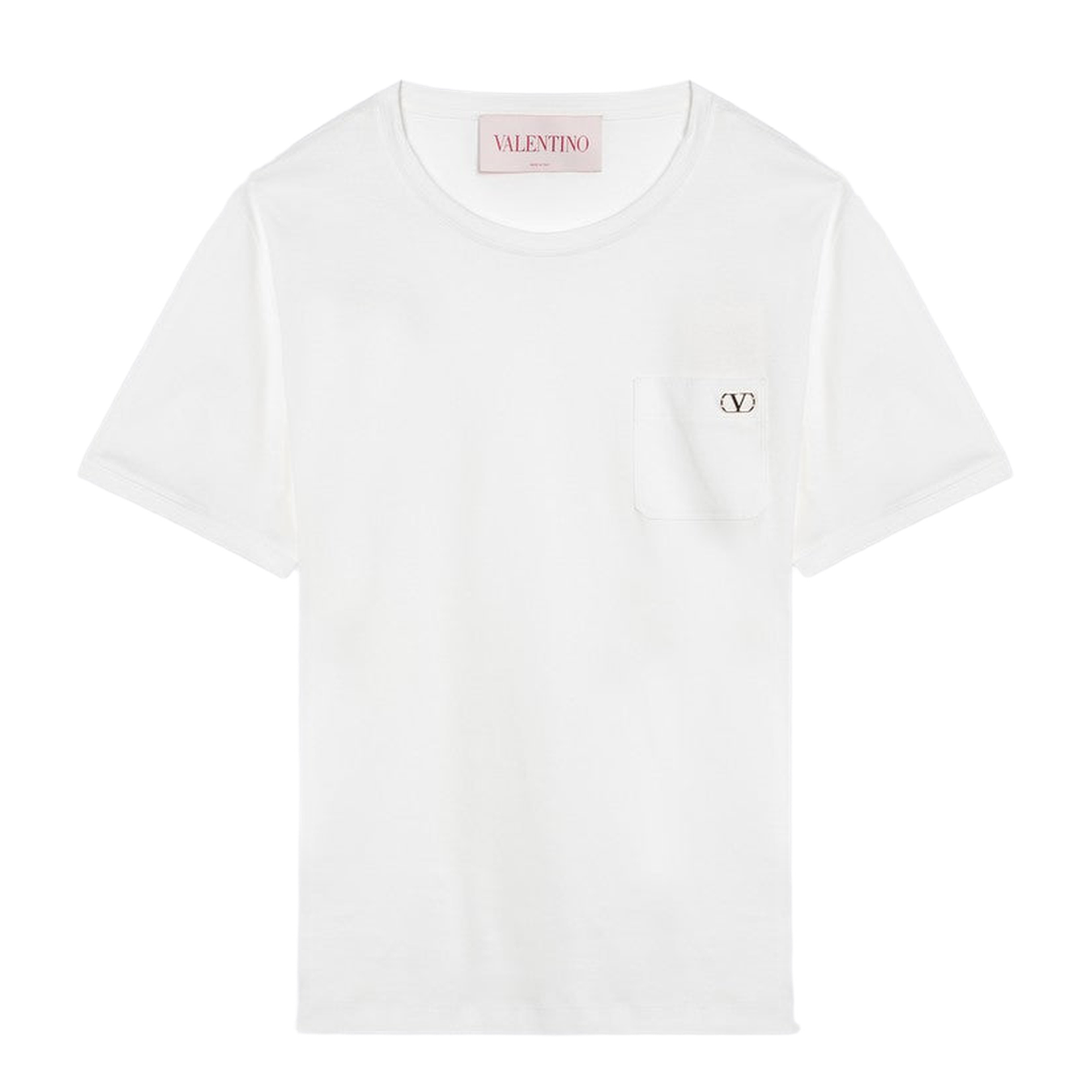 White Cotton T-Shirt with Signature VLogo