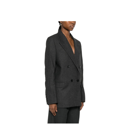Blazer Wool Blend Double Breasted Jacket