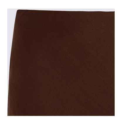 Brown Viscose Blend Skirt