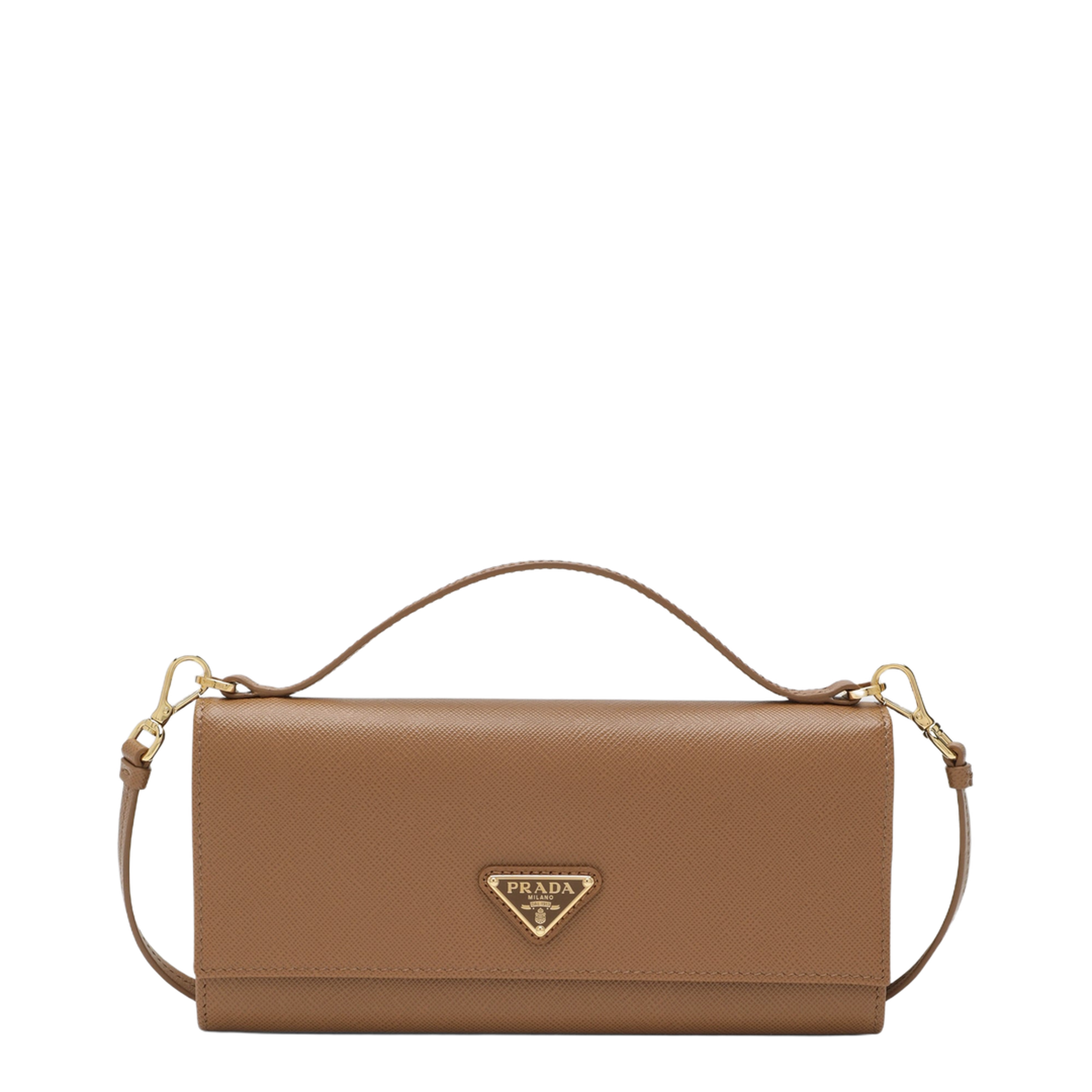 MAYFEYR - Prada - Caramel-Coloured Saffiano Leather Wallet With Shoulder Strap - 1MT042QHHF03BH