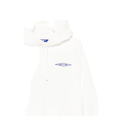 White Logo Cotton Hoodie