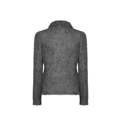 Smoky Grey Polo-Style Pullover