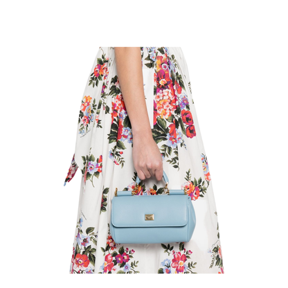 My Sicily Medium Calfskin Top-Handle Bag - Azure