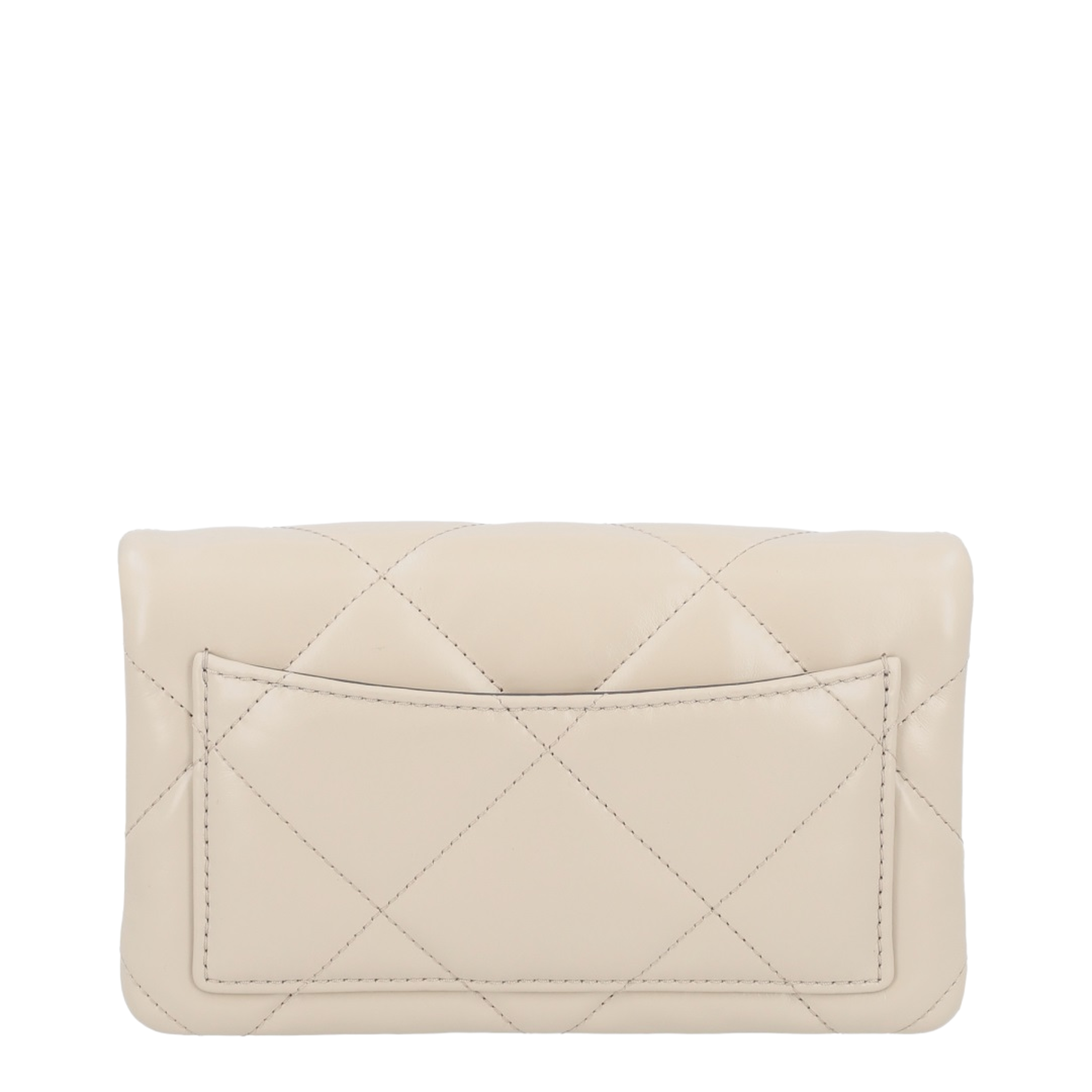 Kira Diamond Quilt Clover Medium Leather Chain Wallet - Light Stone