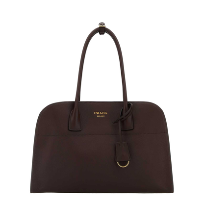 Aubergine Leather Medium Shopping Bag