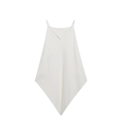 Scarf-inspired Wool and Silk Crepe Top in Ivory