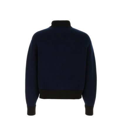 Dark Blue Wool Blend Cardigan