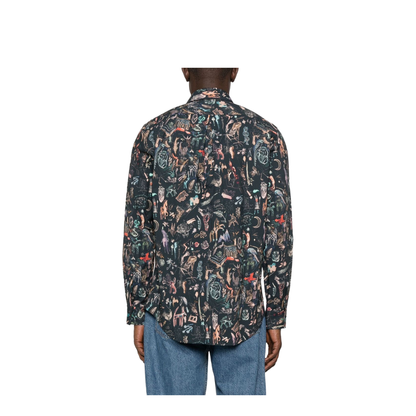 Blue Shirt Long-Sleeve Animal Print