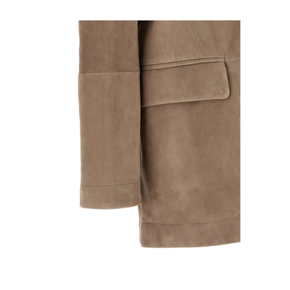 Suede Single-Breasted Blazer Brown
