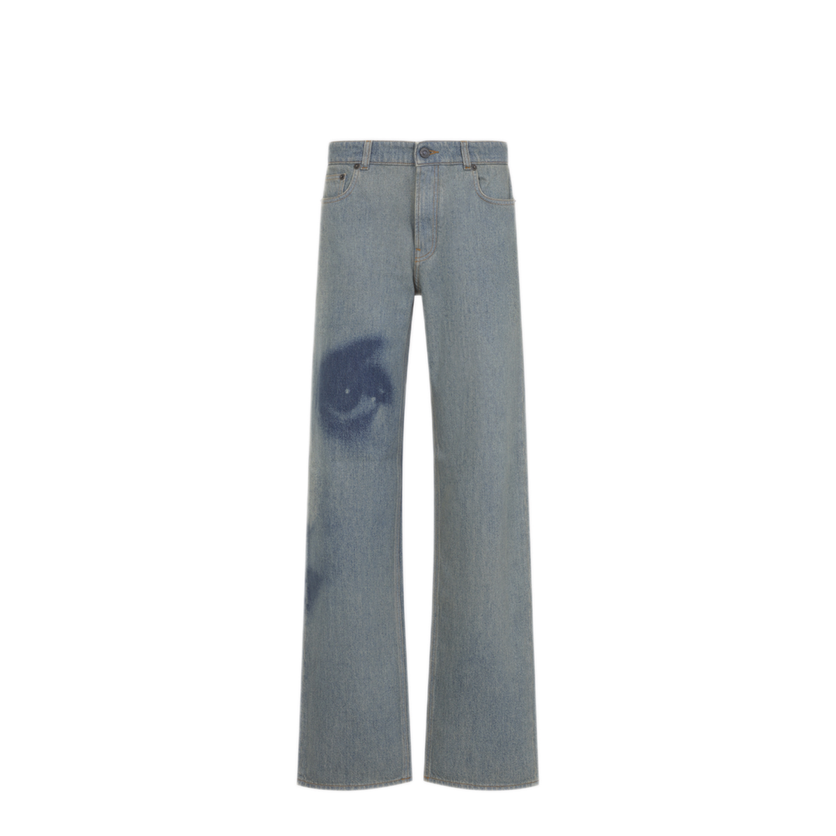 Straight Leg Denim Pant With Face Print