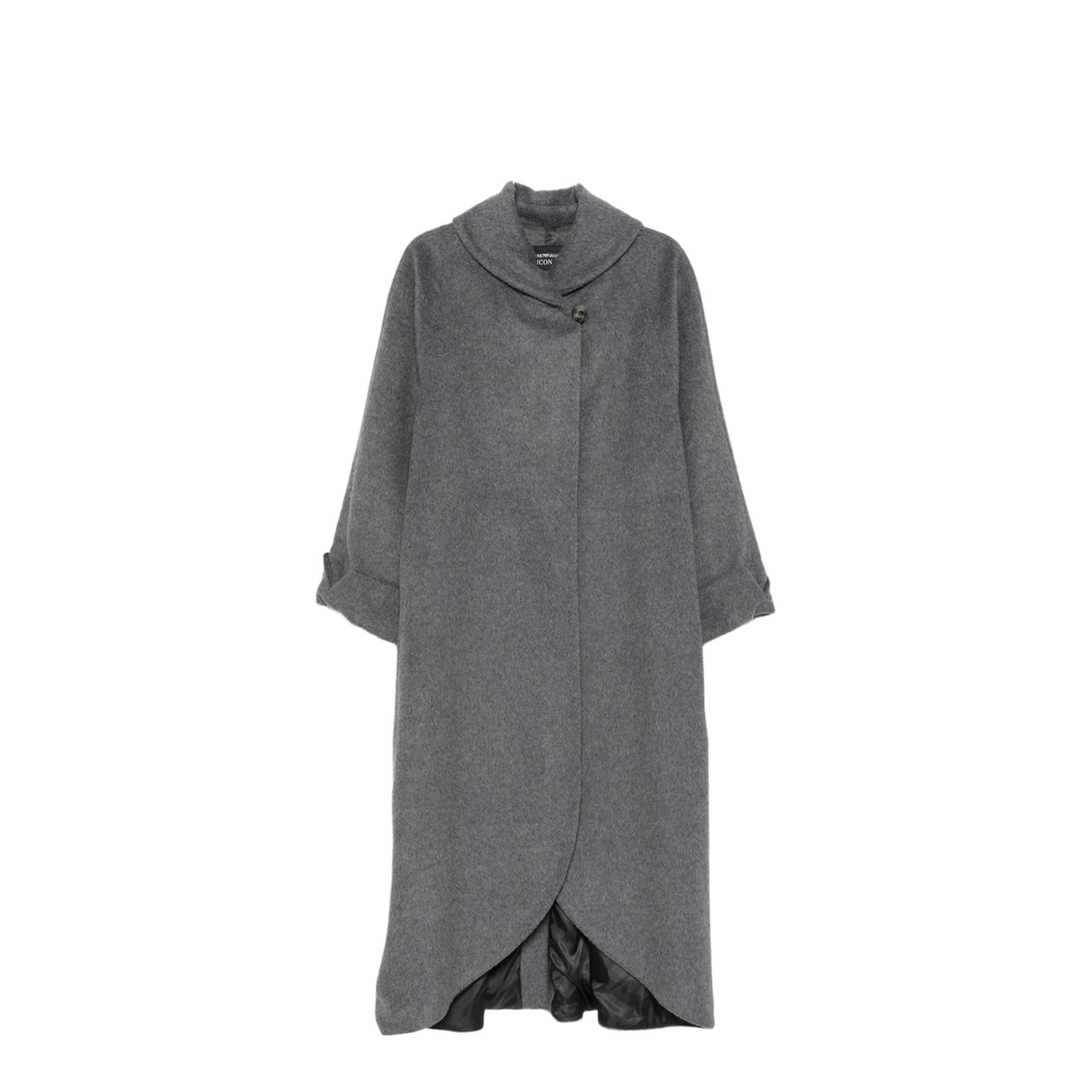 High Neck Single Button Fastening Coat Grey